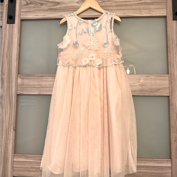 Elegant Blush Pink Floral Kids Dress - Picture 6 of 12